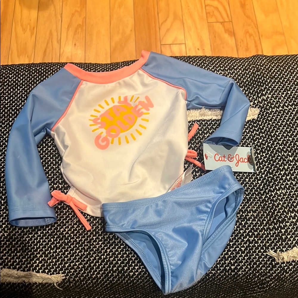 Cat & Jack Blue and White Rashguard Swim Set